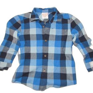 Cotton 2T Jumping Beans NWT  Blue Plaid Check Long Sleeve Button Up Shirt